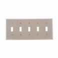 Eaton 93075-BOX Toggle wallplate, Stainless steel, Toggle Cutout, Stainless steel, Five- gang, Standard, ED Box