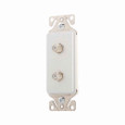 Eaton 9548-2WS Aspire insert with connector, Double coax adapter insert, Commercial, residential video applications, Flush, White satin, Adapter insert, Double coaxial jack insert, Screw, Polycarbonate, 0° to 40°C, Decorator, Type F