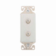 Eaton 9548-2WS Aspire insert with connector, Double coax adapter insert, Commercial, residential video applications, Flush, White satin, Adapter insert, Double coaxial jack insert, Screw, Polycarbonate, 0° to 40°C, Decorator, Type F