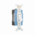 Eaton AH1201LTW Arrow Hart industrial grade toggle switch, Lighted, #14-10 AWG, 15A, Industrial, Flush, 120/277V, Back and side, Screw, White, Single-Pole, Single-Pole, Brass, Phenolic