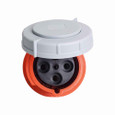 Eaton AH4100C12W Arrow Hart pin and sleeve connector, IP69K Rated, #4 -1/0 AWG, #12 - #16 AWG (pilot), 100A, 125/250V, Back wire, Orange, Nickel plated brass, IP67, Nylon, Three-pole, Four-wire, grounding, 0.97-1.94in (2.46-5.00cm), Female, Nylon