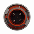 Eaton AH4100P12W Arrow Hart pin and sleeve plug, IP69K Rated, #4 -1/0 AWG, #12 - #16 AWG (pilot), 100A, 125/250V, Back wire, Orange, Nickel plated brass, IP67, Nylon, Three-pole, Four-wire, grounding, 0.97-1.94in (2.46-5.00cm), Male