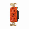Eaton AHIG5262RN Arrow Hart extra heavy-duty industrial specification grade duplex receptacle,#14 to 10 AWG,15A,Flush,125V,Back and side,Orange,Brass,High-impact nylon face,Glass-filled nylon base,5-15R,Two-pole,three-wire,grounding,Screw,Core pack