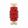 Eaton AHIG5362RD Arrow Hart extra heavy-duty industrial specification grade duplex receptacle,#14-10 AWG,20A,Flush,125V,Back and side,Red,Brass,High-impact nylon face,Glass-filled nylon base,5-20R,Screw,Core pack,Isolated ground|Terminal guards