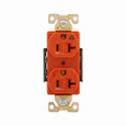 Eaton AHIG5362RN Arrow Hart extra heavy-duty industrial specification grade duplex receptacle,#14 to 10 AWG,20A,Flush,125V,Back and side,Orange,Brass,High-impact nylon face,Glass-filled nylon base,5-20R,Two-pole,three-wire,grounding,Screw,Core pack