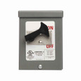 Eaton AHMC260L-3 manual motor controller, #14-4 AWG, 60A, Panel, 600V, Side wired box lug, Maintained contact, Gray, NEMA 3R, Enclosure: Copperless aluminum, Two-pole, Single-phase, Toggle, Copper-alloy terminal, Single-throw, Glass-filled nylon