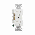 Eaton AHTR5362W Arrow Hart extra heavy-duty industrial specification grade duplex receptacle,#14-10 AWG,20A,Industrial,Flush,125V,Back and Side,White,Brass,High-impact nylon face,Glass-filled nylon base,5-20R,Duplex,Screw,Nylon,Core pack
