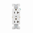 Eaton BR20W commercial specification grade duplex receptacle, #14-10 AWG, 20A, Commercial, Flush, 125V, Back and side, White, Brass, High-impact nylon, PVC, 5-20R, Duplex, Screw, PVC, Core pack