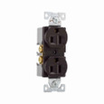 Eaton BR15B commercial specification grade duplex receptacle, #14-10 AWG, 15A, Commercial, Flush, 125V, Back and side, Brown, Brass, High-impact nylon, PVC, 5-15R, Duplex, Screw, PVC, Core pack