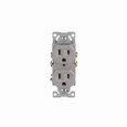 Eaton BR15GY commercial specification grade duplex receptacle, #14 to 10 AWG, 15A, Commercial, Flush, 125V, Back and side, Gray, Brass, High-impact nylon, PVC, 5-15R, Duplex, Screw, PVC, Core pack