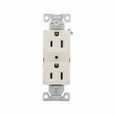 Eaton BR15LA commercial specification grade duplex receptacle, #14 to 10 AWG, 15A, Commercial, Flush, 125V, Back and side, Light almond, Brass, High-impact nylon, PVC, 5-15R, Duplex, Screw, PVC, Core pack