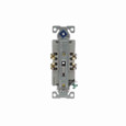 Eaton BR20GY commercial specification grade duplex receptacle, #14-10 AWG, 20A, Commercial, Flush, 125V, Back and side, Gray, Brass, High-impact nylon, PVC, 5-20R, Duplex, Screw, PVC, Core pack