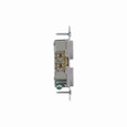 Eaton BR20GY commercial specification grade duplex receptacle, #14-10 AWG, 20A, Commercial, Flush, 125V, Back and side, Gray, Brass, High-impact nylon, PVC, 5-20R, Duplex, Screw, PVC, Core pack