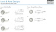 Sargent 10X Line lever and rose design chart showing B, L, and P lever profiles with dimensions and G and L wrought brass/bronze rose profiles with dimensions
