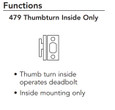 Sargent Sargent 479 Series - Thumbturn Inside Only Non-Keyed Standard Duty Deadbolt, Grade 2 SGT-479