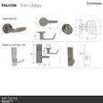 Falcon Falcon MA621 Apartment Corridor Lock - Grade 1 Keyed Mortise Lock with Deadbolt FAL-MA621