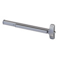 Falcon 25-R-EO Series 36-Inch Rim Exit Device, Exit Only, Wide Stile Design – Satin Chrome finish, right-hand view showing full push bar and latch mechanism