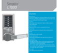 Dormakaba Simplex L1000 Series Mechanical Pushbutton Cylindrical Lever Lock, Combination Entry/Privacy with Key Override