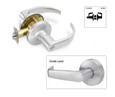 Falcon T581 Storeroom Lock function diagram showing outside lever locked by key, inside lever always free, with inset of inside lever rose detail