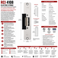 RCI 4108 Electric Strike with 7-15/16" Round Corner Faceplate for Cylindrical and Mortise Locks
