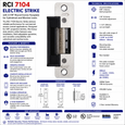 RCI 7104 Electric Strike with 4-7/8" Round Corner Faceplate for Cylindrical and Mortise Locks