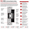 RCI 65U Universal Electric Strike with Multi-Voltage Operation and Field-Selectable Fail Mode