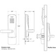 Schlage CO-100 993R Exit Trim dimensional drawing — exterior view 3.44" W × 12.63" H, profile view 3.92" D with 0.50" × 1.57" latch projection