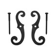 Delaney S Hooks Exterior Shutter Blind Hinges, pair, black iron finish, shown with mounting screws