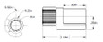 Delaney Door Saver III Hinge Pin Door Stop dimensional drawing — 1.19in overall length, 0.62in width, 0.35in height, R.50in and R.25in barrel radii