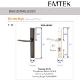 Emtek Emtek 8043 STRETTO Narrow Trim Lockset, 1-1/2" x 11" Modern Rectangular Non-Keyed, Brass Tubular, Dummy Single Sided EMTEK-8043