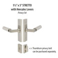 Emtek Emtek 5607 STRETTO Narrow Trim Lockset, 1-1/2" x 5" Non-Keyed, Brass Tubular, Privacy EMTEK-5607