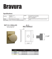 Bravura Dallas with Rectangle Trim Dummy Knobset US4 Satin Brass Finish, Grade 2