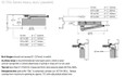 SC70A Series door closer installation dimension diagram — heavy duty parallel arm configuration with arm reach and door width tables