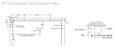 Falcon 8242 26-inch drop system (push system only) installation dimensions drawing showing ceiling clearance, frame top, and side-of-frame mounting details