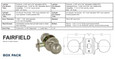 Callan Callan Fairfield - Grade 3 Entrance Combo Knobset with Deadbolt CLN-KR3003