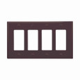 Eaton PJ264B Decorator / GFCI wallplate, Brown, Decorator Cutout, Polycarbonate, Four- gang, Mid-size