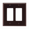 Eaton PJ262B Decorator / GFCI wallplate, Brown, Decorator Cutout, Polycarbonate, Two- gang, Mid-size