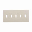 Eaton PJ5LA Toggle wallplate, Lt. Almond, Toggle Cutout, Polycarbonate, Five- gang, Mid-size Eaton PJ5LA Toggle wallplate, Lt. Almond, Toggle Cutout, Polycarbonate, Five- gang, Mid-size