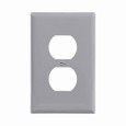 Eaton PJ8GY Duplex receptacle wallplate, Gray, Duplex receptacle Cutout, Polycarbonate, Single- gang, Mid-size