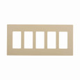 Eaton PJS265V Screwless wallplate, Screwless, Ivory, Decorator Cutout, Polycarbonate, Five- gang, Mid-size