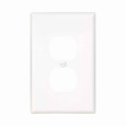 Eaton PJ8W Duplex receptacle wallplate, White, Duplex receptacle Cutout, Polycarbonate, Single- gang, Mid-size