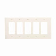 Eaton PJ265V Decorator / GFCI wallplate, Ivory, Decorator Cutout, Polycarbonate, Five- gang, Mid-size