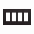 Eaton PJS264BK Screwless wallplate, Screwless, Black, Decorator Cutout, Polycarbonate, Four- gang, Mid-size