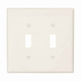 Eaton PJ2LA Toggle wallplate, Lt. Almond, Toggle Cutout, Polycarbonate, Two- gang, Mid-size Eaton PJ2LA Toggle wallplate, Lt. Almond, Toggle Cutout, Polycarbonate, Two- gang, Mid-size