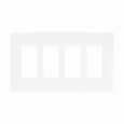 Eaton PJS264W Screwless wallplate, Screwless, White, Decorator Cutout, Polycarbonate, Four- gang, Mid-size