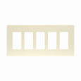 Eaton PJS265A Screwless wallplate, Screwless, Almond, Decorator Cutout, Polycarbonate, Five- gang, Mid-size