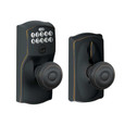 Schlage Residential Schlage Residential FE595 - Camelot Keypad Entry with Flex-Lock Door Lever Set with Georgian Interior Knob SCR-FE595-KEYED-GEO