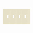 Eaton PJS4A Screwless wallplate, Screwless, Almond, Toggle Cutout, Polycarbonate, Four- gang, Mid-size