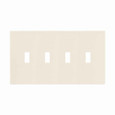 Eaton PJS4LA Screwless wallplate, Screwless, Lt. Almond, Toggle Cutout, Polycarbonate, Four- gang, Mid-size