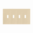 Eaton PJS4V Screwless wallplate, Screwless, Ivory, Toggle Cutout, Polycarbonate, Four- gang, Mid-size